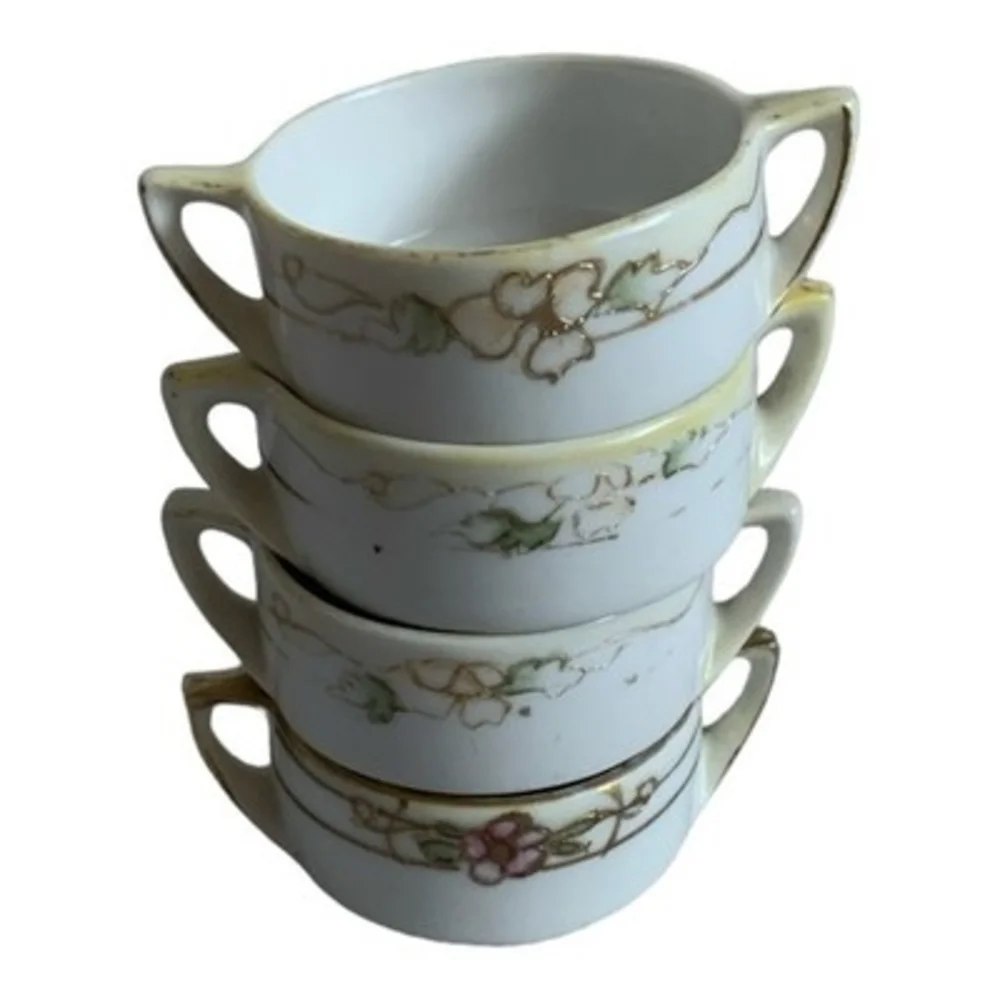 Vintage Hand Painted Noritake Nippon Capitol Building Mini Bowls Set of 4 Good/F